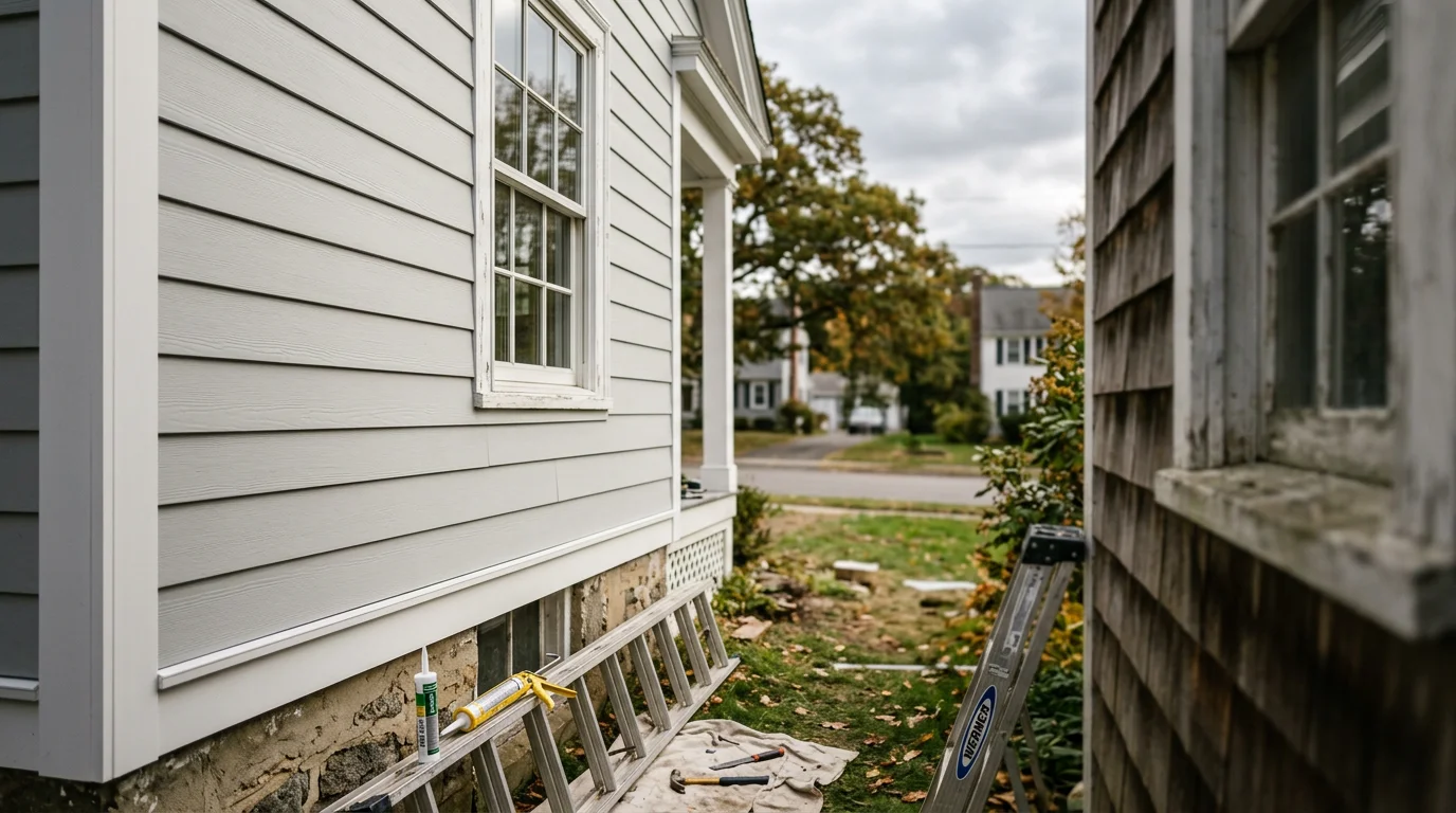 New siding installed on residential home exterior
